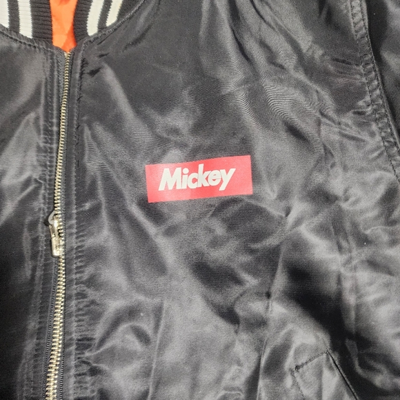 DISNEY EUC WOMENS SZ SMALL MICKEY MOUSE BOMBER VARSITY STYLE LINED JACKET COAT - Picture 3 of 14